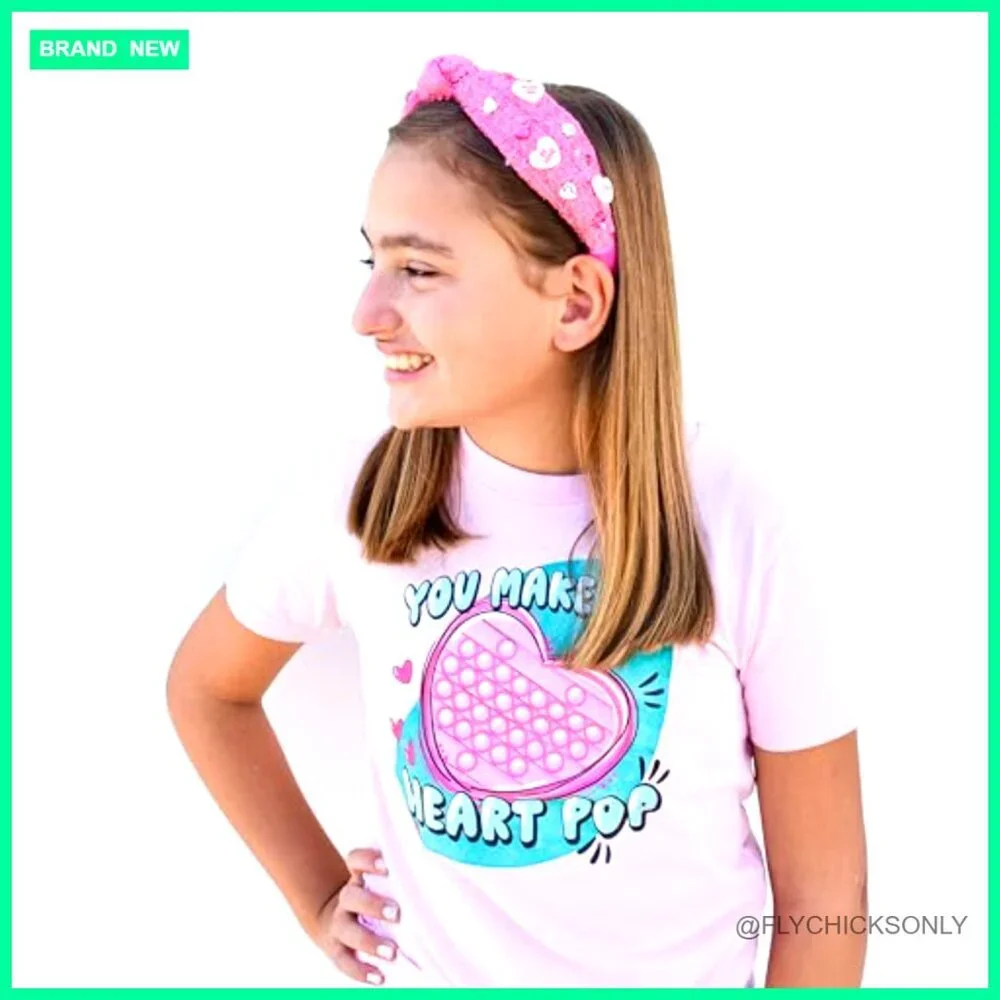Girls Top Knot Headband with Embellishments, Non-Slip Lining, 13 Inch